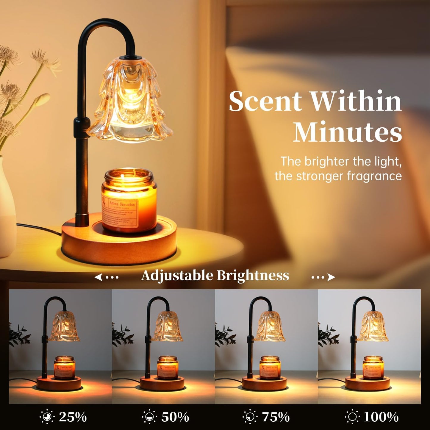 Golden Bloom Flameless Candle Warmer